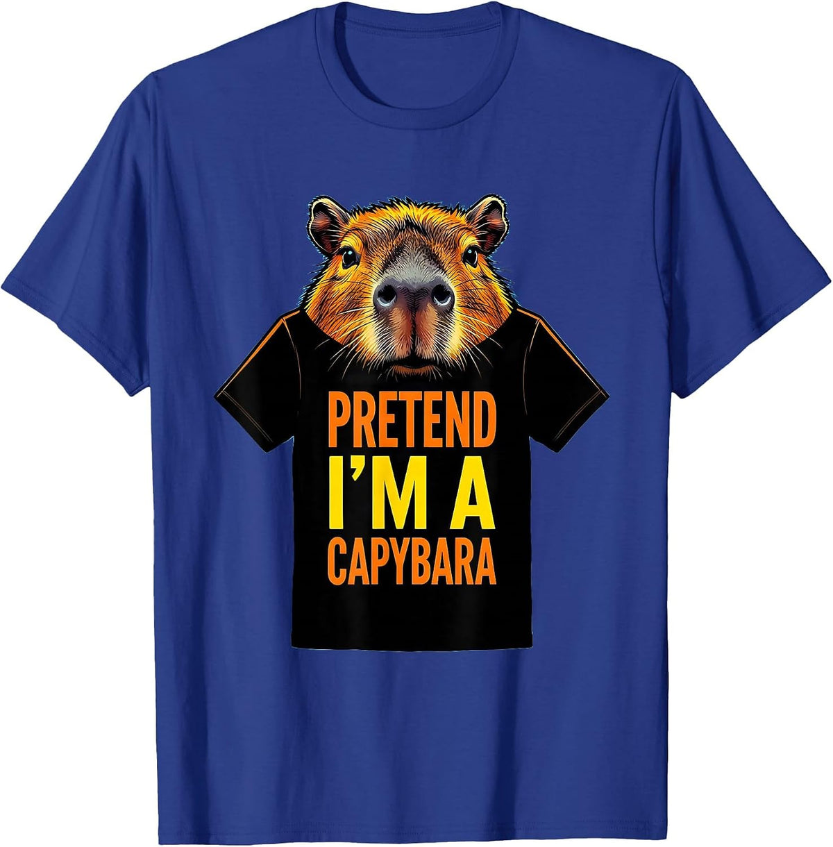 Pretend I'm A Capybara Pop Art Halloween Costume Humor T-Shirt - Royal Blue