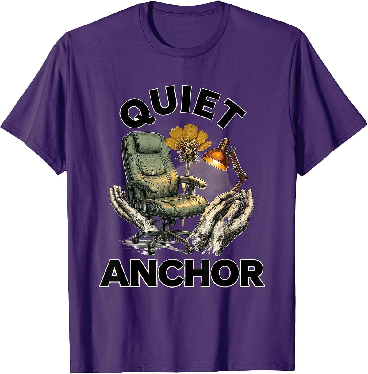 Quiet Anchor Botanical School Counselor Mental Health T-Shirt - Purple