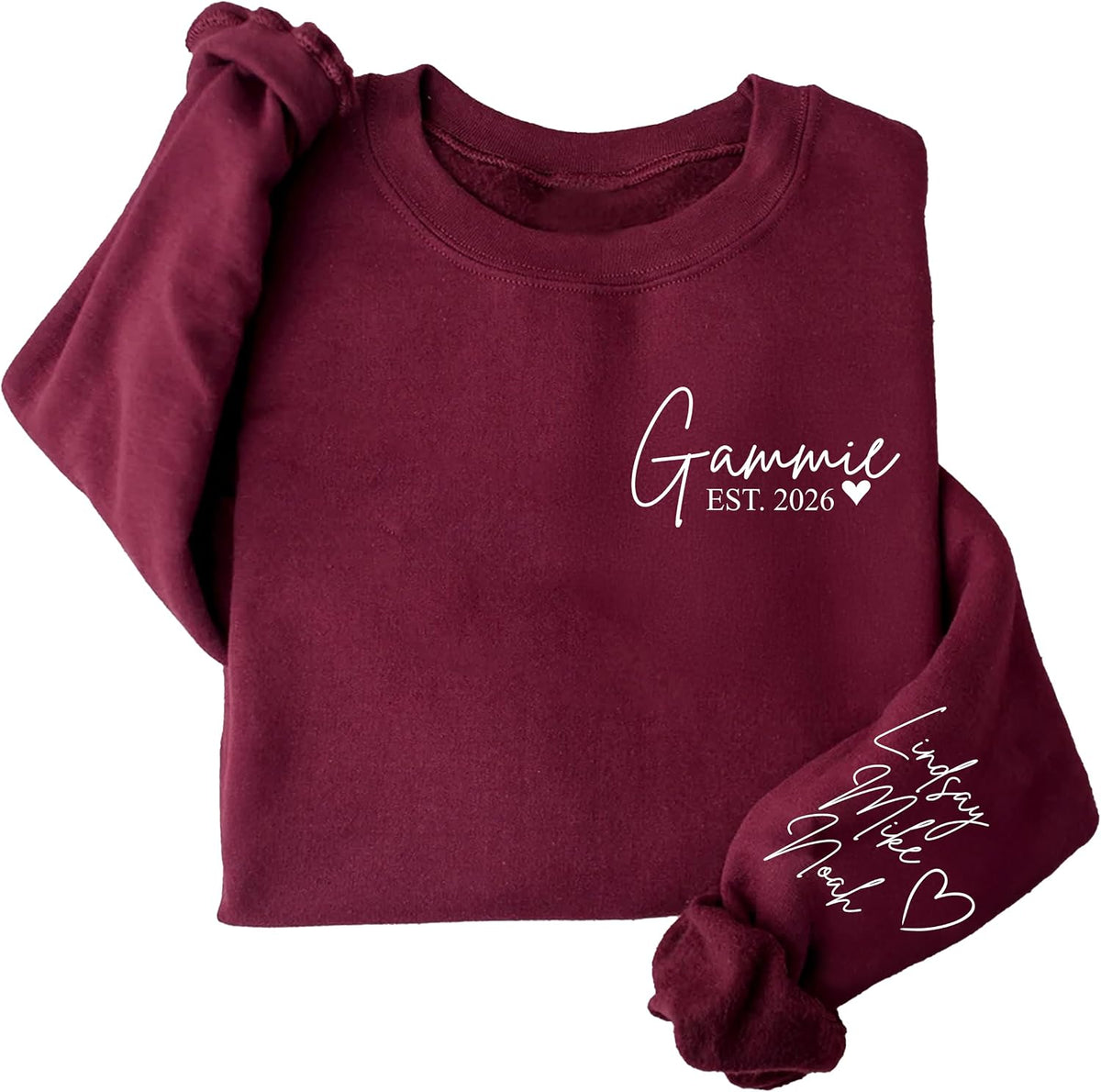 Personalized Mama Sweatshirt, Custom Name Kid on Sleeve, Minimal Mother Style for Mother's Day, Birthday - Gammie