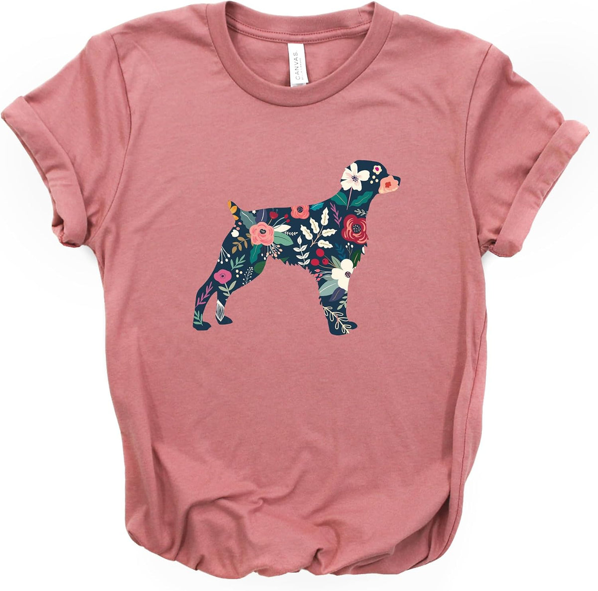 Floral Brittany Spaniel Shirt, Bella Canvas® Soft-Feel Unisex Tee - Mauve