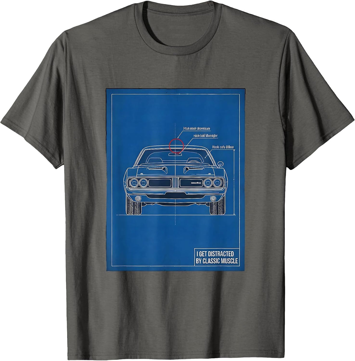 I Get Distracted By Classic Muscle Vintage Retro Car T-Shirt - Asphalt Grey