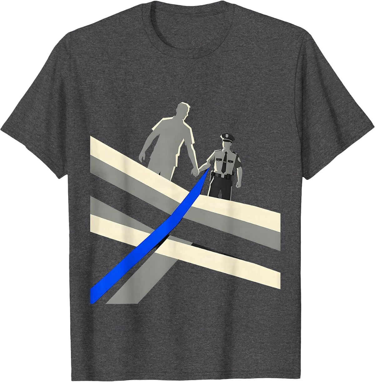 Police Family Thin Blue Line Mom Pride T-Shirt - Dark Heather Grey