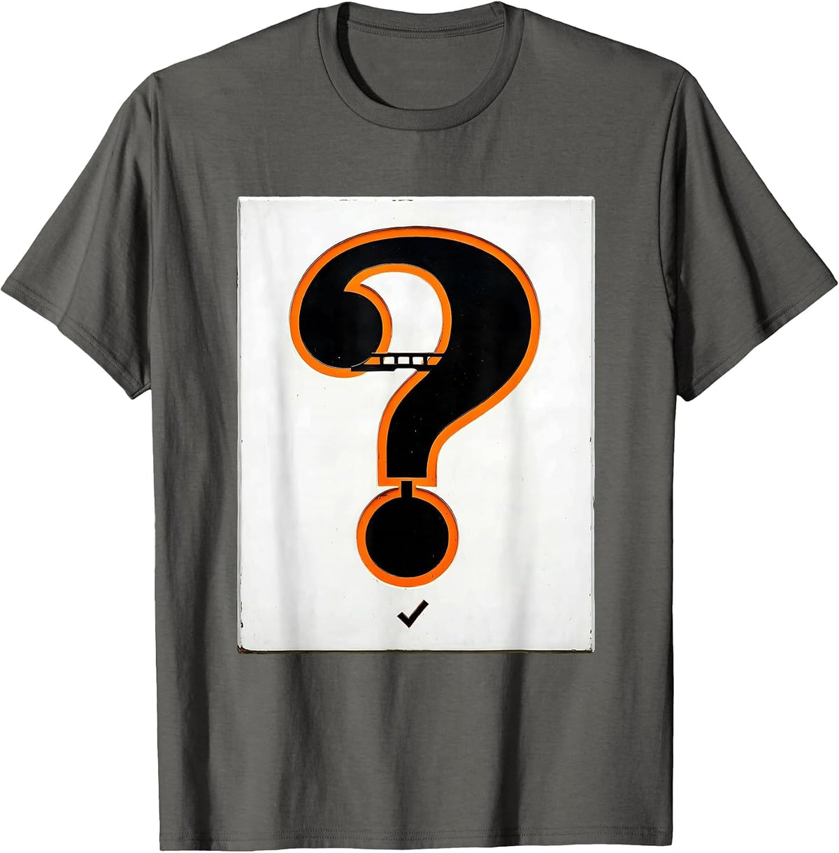 Stencil Question Mark Grammar Teacher Punctuation Humor T-Shirt - Asphalt Grey