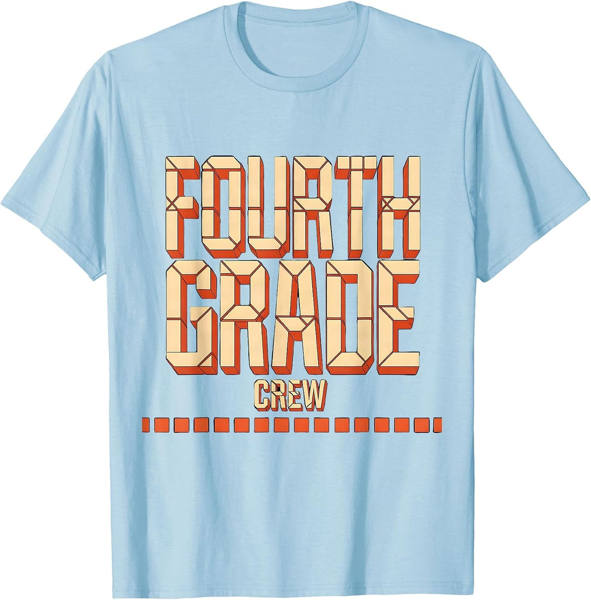 Men's Fourth Grade Crew Funny Teacher Back To School Crew T-Shirt - Baby Blue