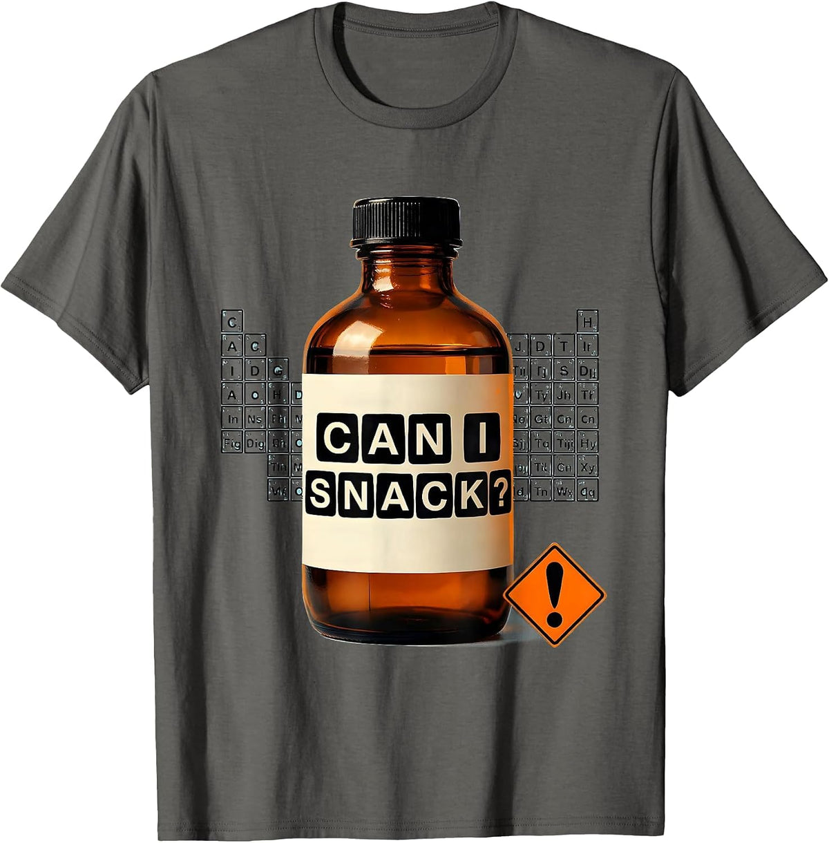 Men's Can I Snack Funny Periodic Table Science Teacher Student T-Shirt - Asphalt Grey