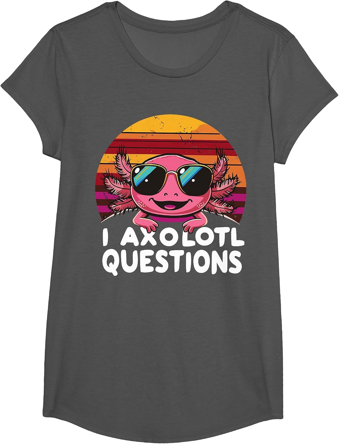 Axolotl Questions Anime Kawaii Axolotl T-Shirt - Girls Asphalt Grey