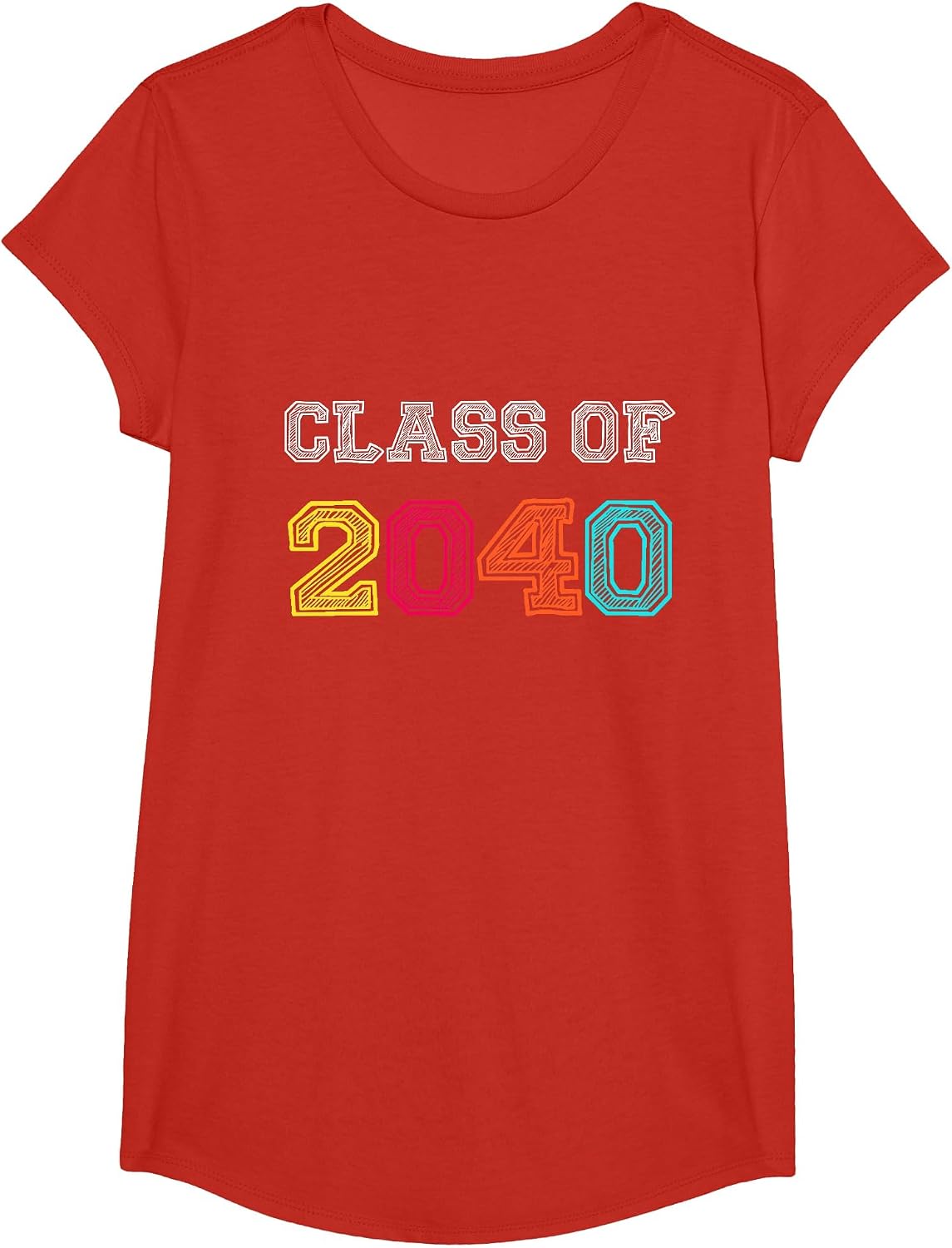 Class of 2040 Grow with Me Kindergarten PreK Graduation 2040 T-Shirt - Girls Red