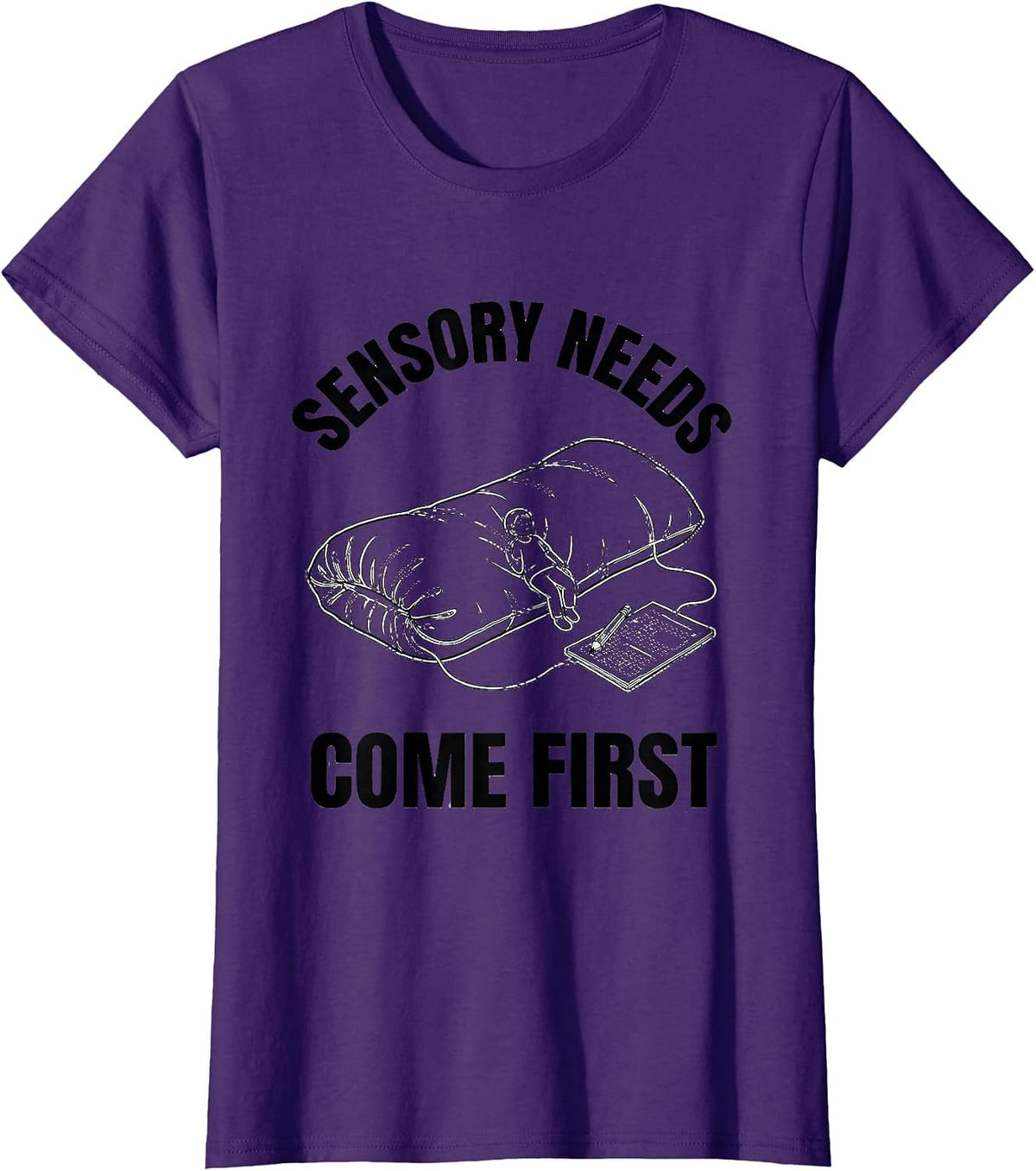 Sensory Needs Come First Occupational Therapy Sensory T-Shirt, Women, Purple, X-Large - As Pictured