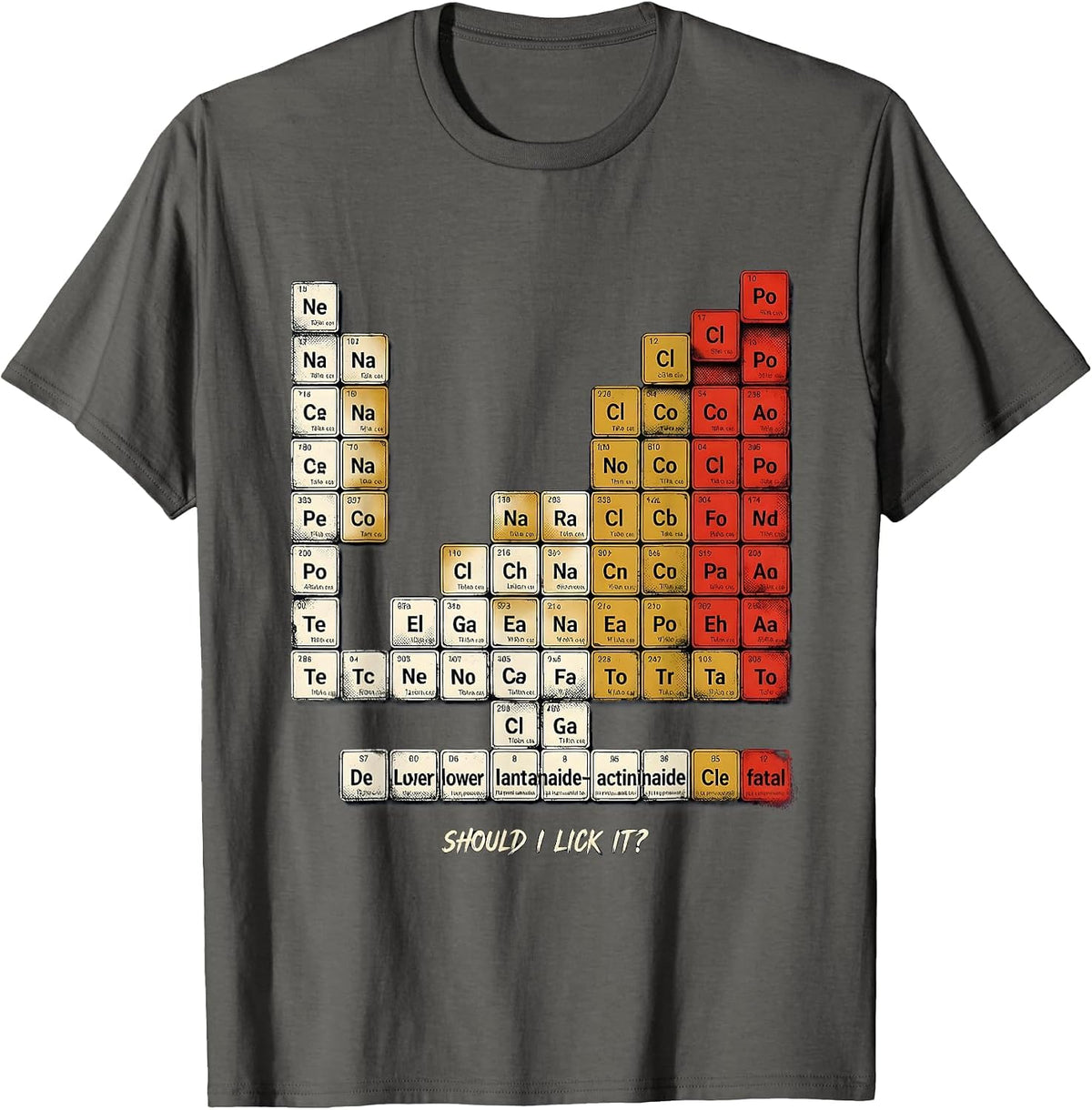 Men's Should I Lick It Funny Periodic Table Science Teacher Humor T-Shirt - Asphalt Grey