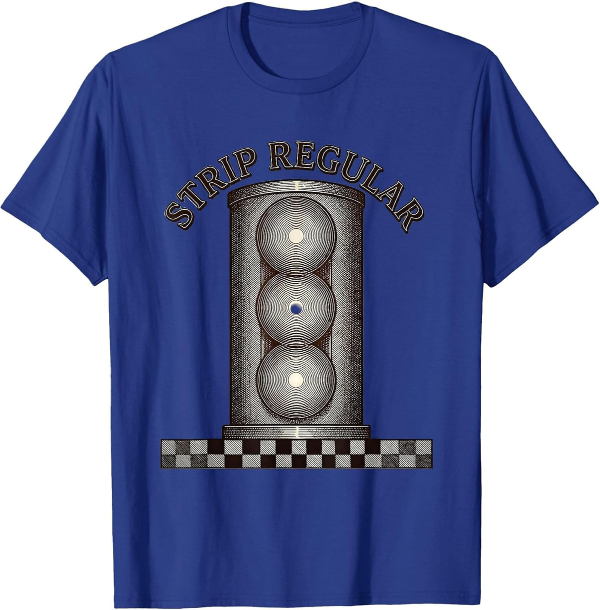 Strip Regular Patriotic Checkered Flag Drag Racing T-Shirt - Royal Blue