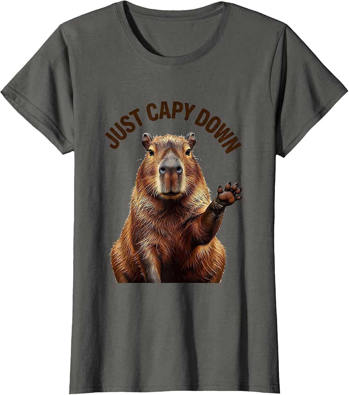 Women's Just Capy Down Funny Capybara Meme Animal Humor T-Shirt - Asphalt Grey