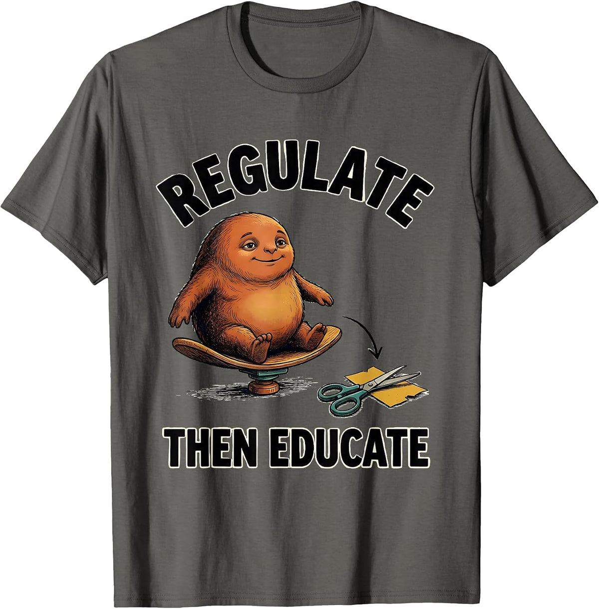 Regulate, Then Educate Occupational Therapy Sensory T-Shirt - Asphalt Grey