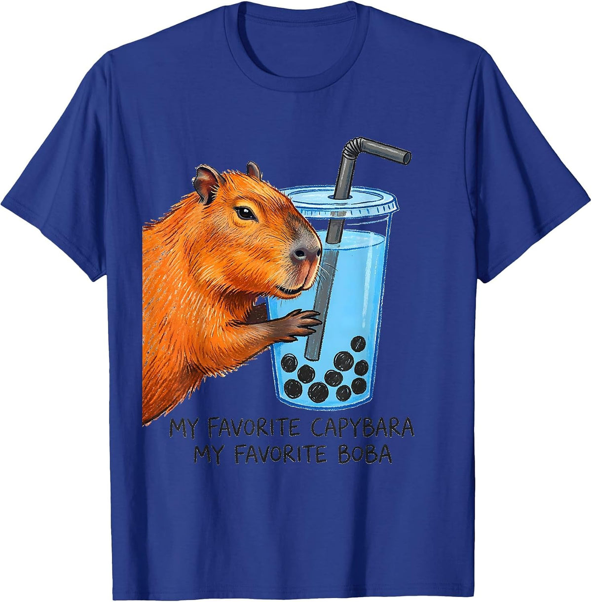 My Favorite Capybara My Favorite Boba Cute Kawaii Anime T-Shirt - Royal Blue