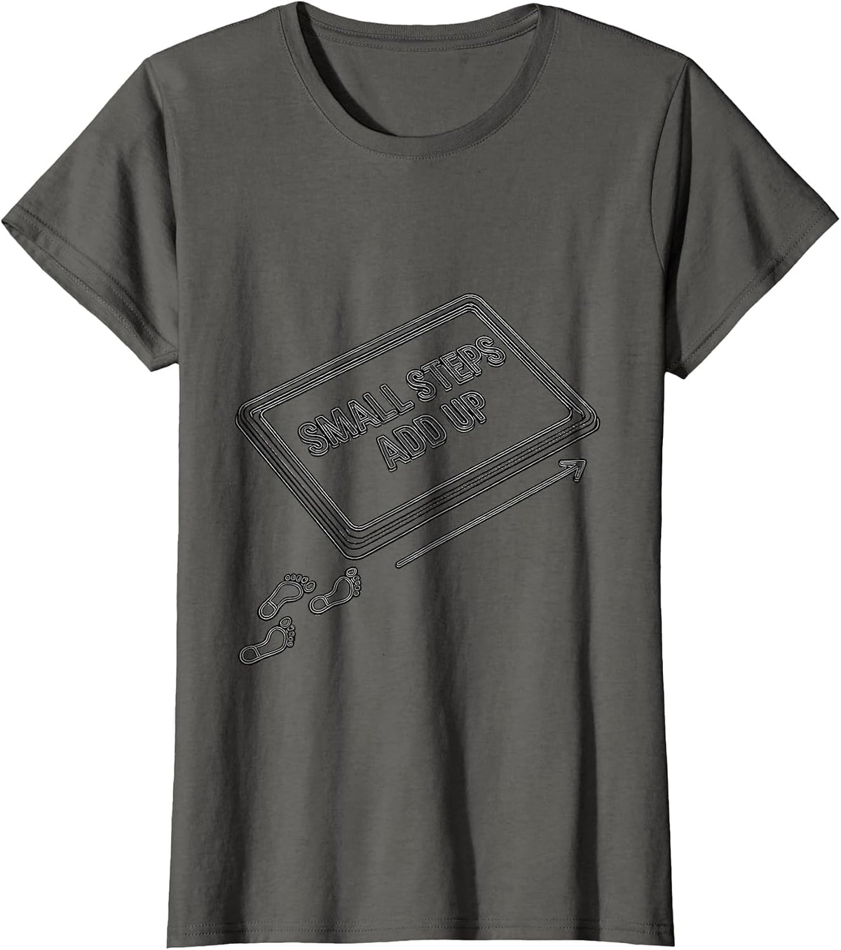 Women's Small Steps Add Up Line Art Occupational Therapy OT Month T-Shirt - Asphalt Grey