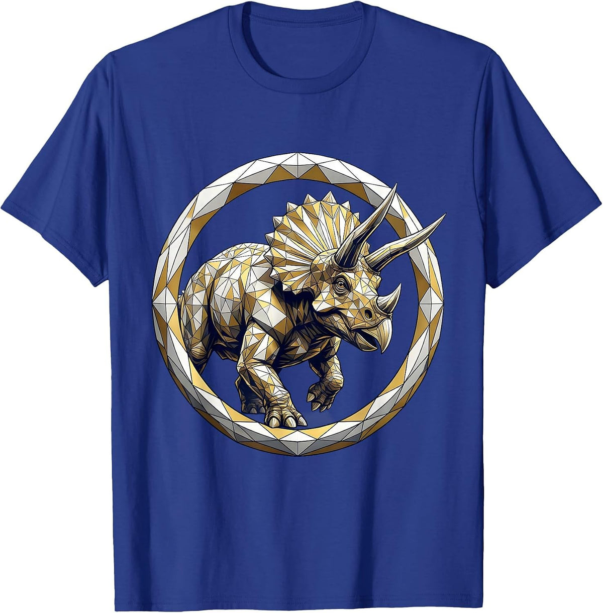 Charging Triceratops Dinosaur Graphic Design T-Shirt - Royal Blue