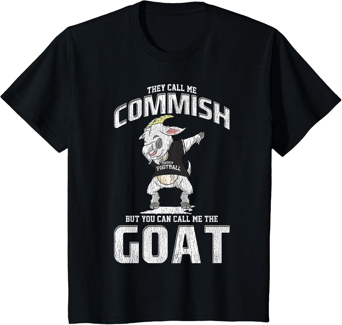 Fantasy Football Commissioner Commish Dabbing Goat Draft Day T-Shirt - Black