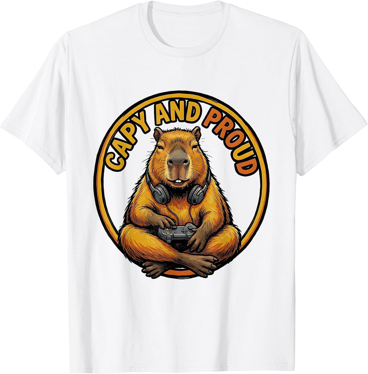 Men's Capy And Proud Funny Capybara Gamer Meme Humor T-Shirt - White
