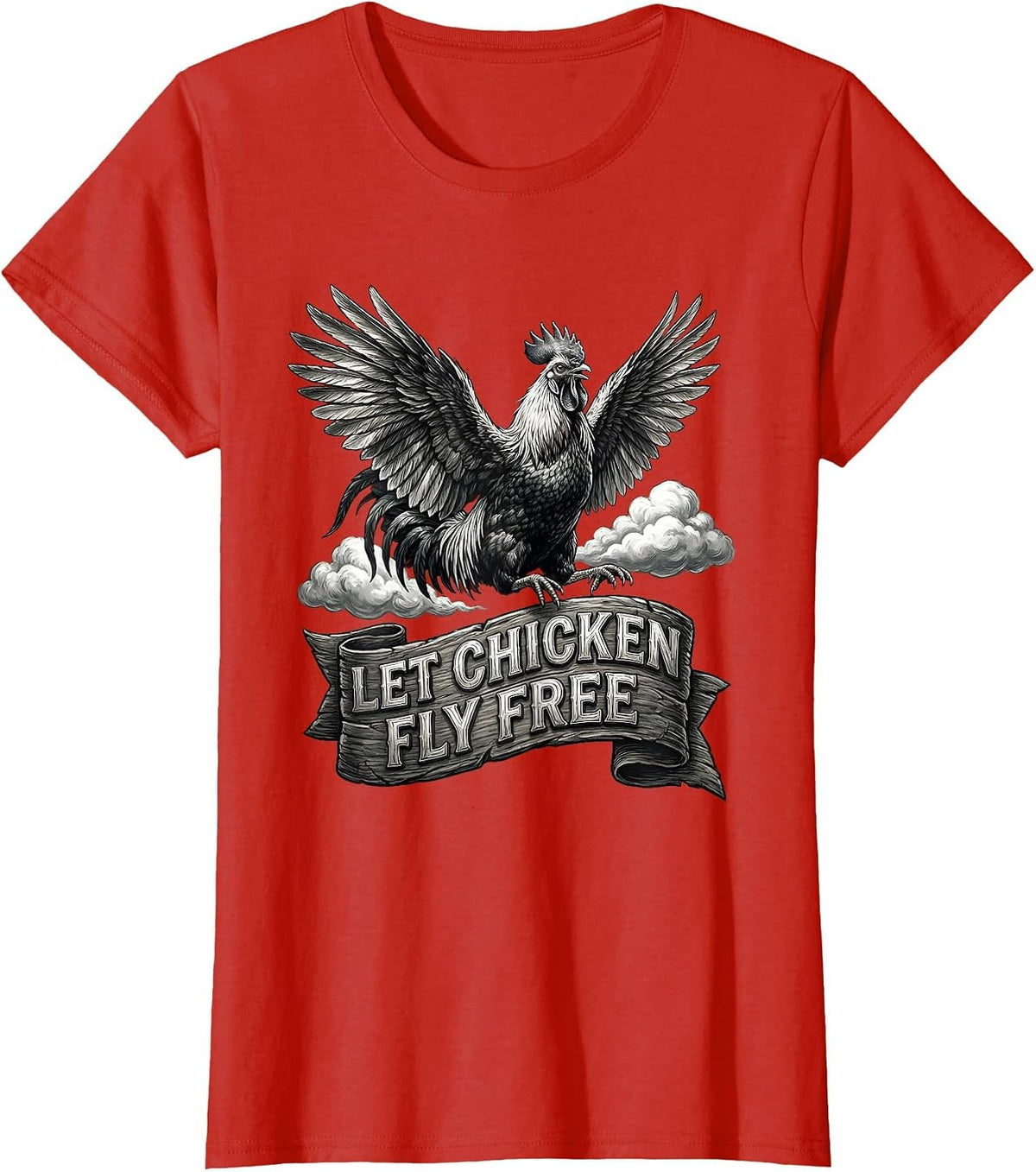 Tonight We Fly Let Chicken Fly Free Design T-Shirt - Red