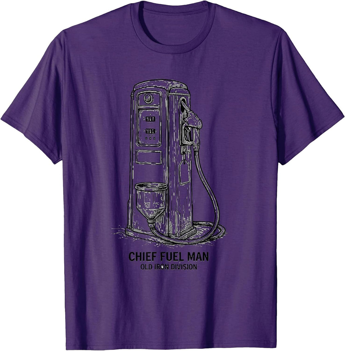 Chief Fuel Man, Old Iron Division Vintage Classic Car T-Shirt - Purple
