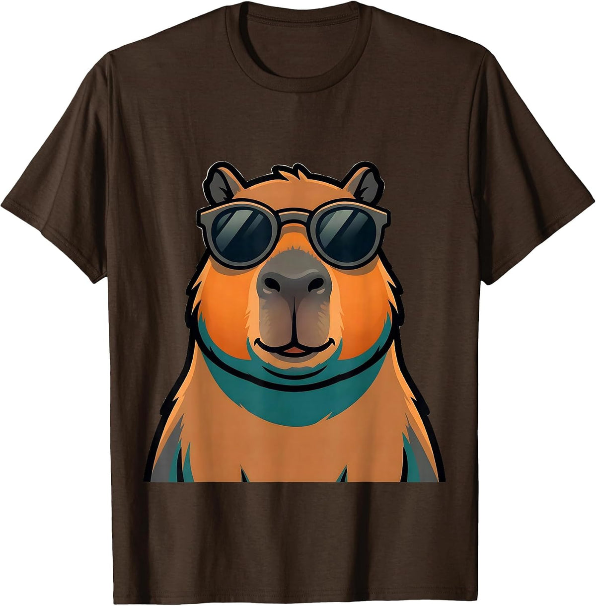Men's Capybara Cartoon Novelty Animal Mascot Graphic T-Shirt - Brown