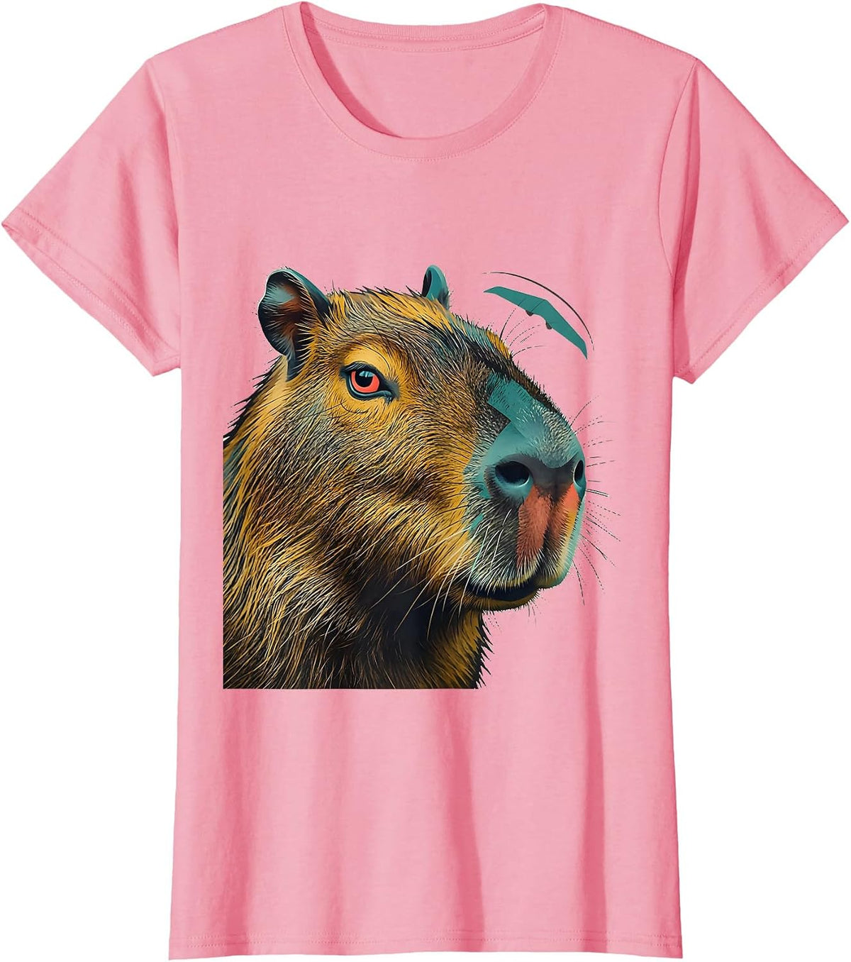 Women's Capybara Head Midcentury Modern Funny Meme Humor T-Shirt - Pink