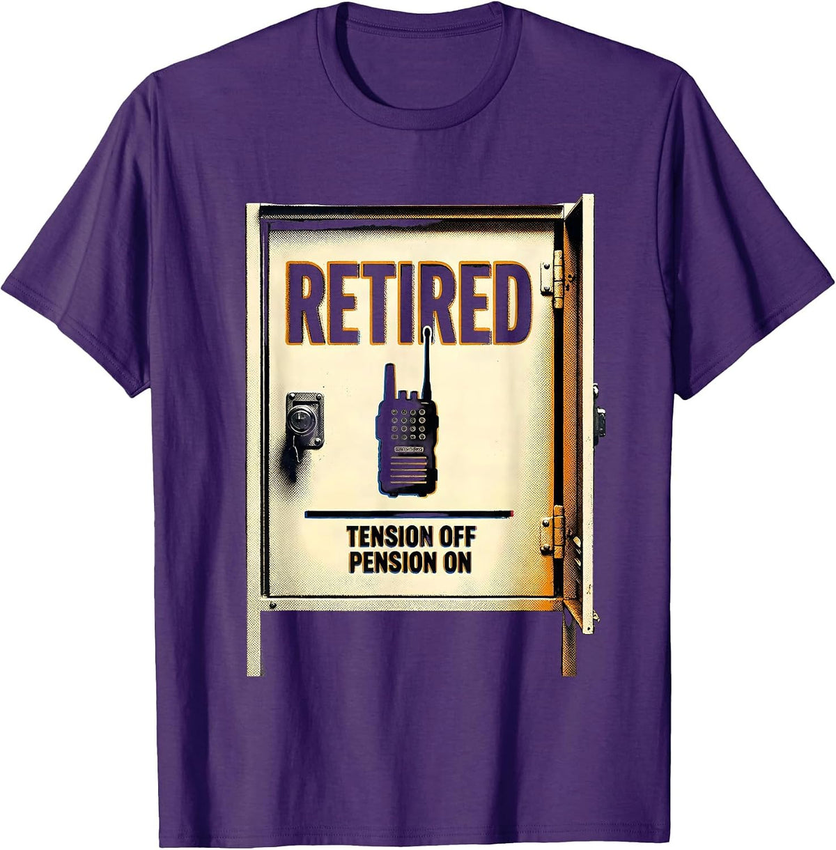 Retired: Tension Off, Pension On Funny Police Officer Gift T-Shirt - Purple