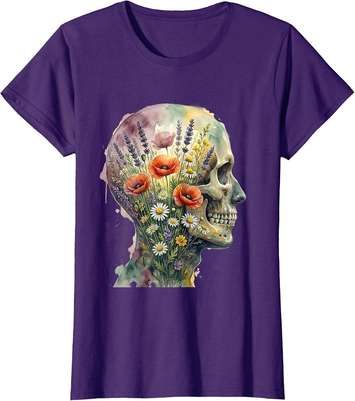 Mental Health Matters Wildflower Mind Graphic T-Shirt - Purple