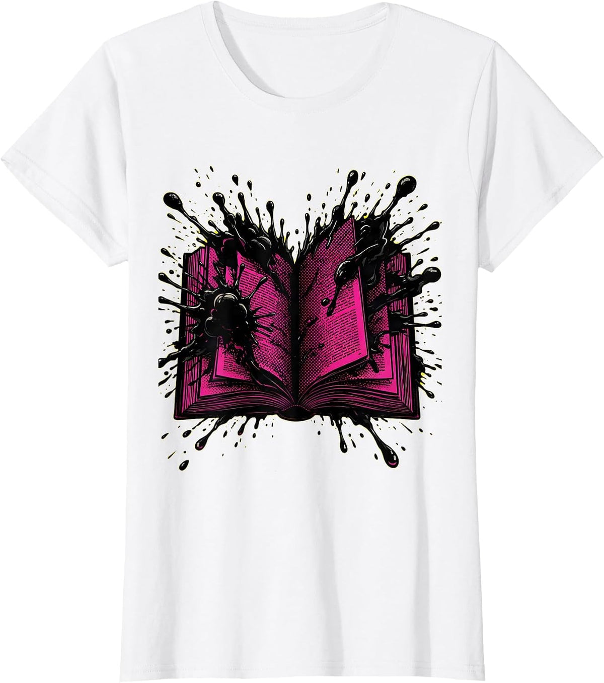 Ink Splatter Open Book English Teacher Gift T-Shirt - White