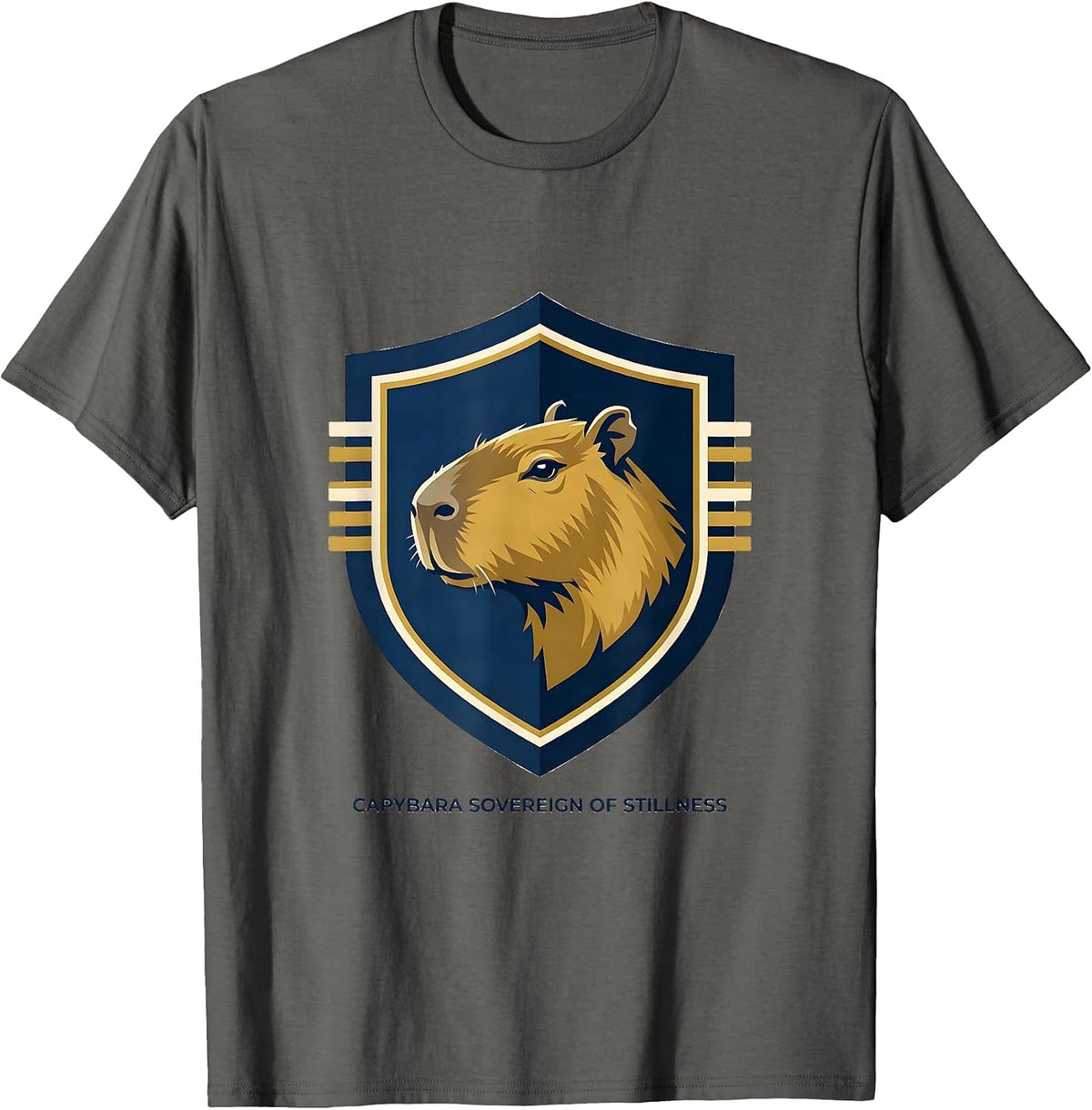 Men's Capybara Sovereign of Stillness Funny Animal Meme Humor T-Shirt - Asphalt Grey