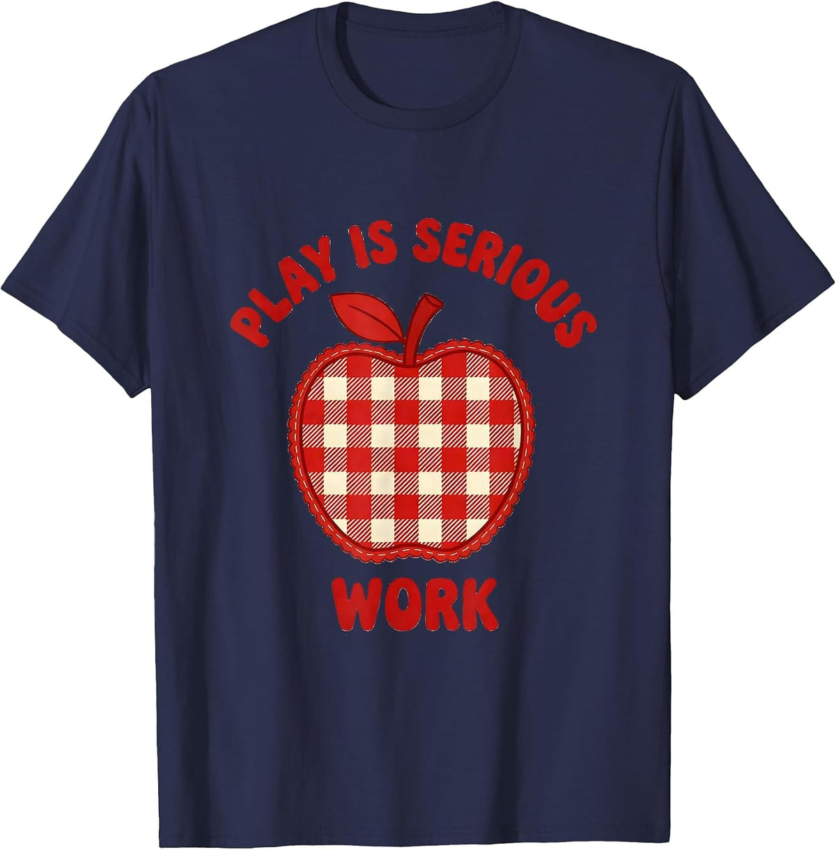 Men's Play Is Serious Work Preschool Teacher Design T-Shirt - Navy Blue