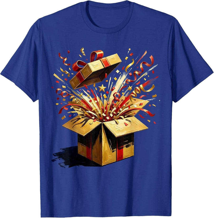 21st Birthday Confetti Gift Box Explosion T-Shirt - Royal Blue