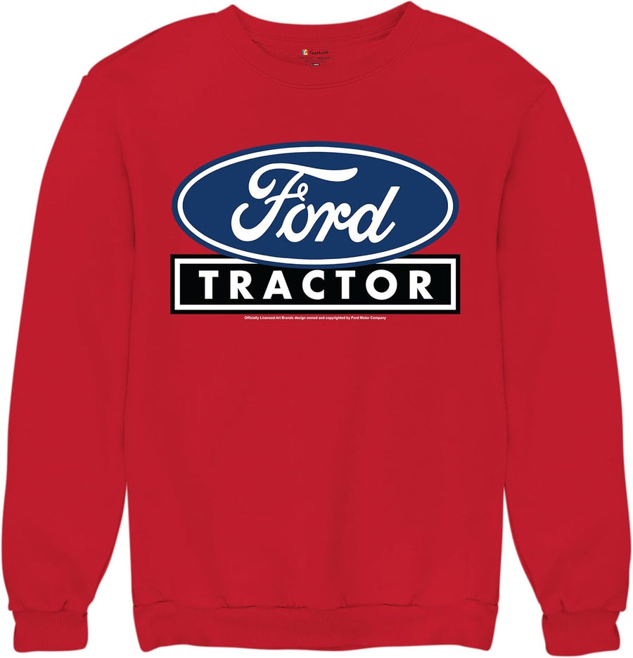 Tee Hunt Ford Tractor Logo Sweatshirt Vintage Classic Heritage Retro FoMoCo Licensed - 1 Unisex Crew Neck Sweatshirt Red