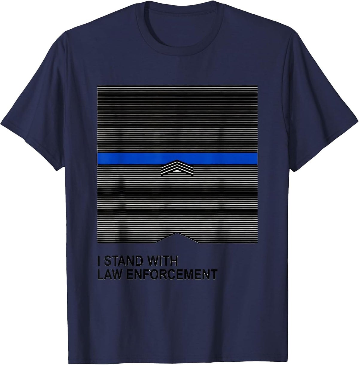 I Stand With Law Enforcement Vintage Thin Blue Line Police T-Shirt - Navy Blue