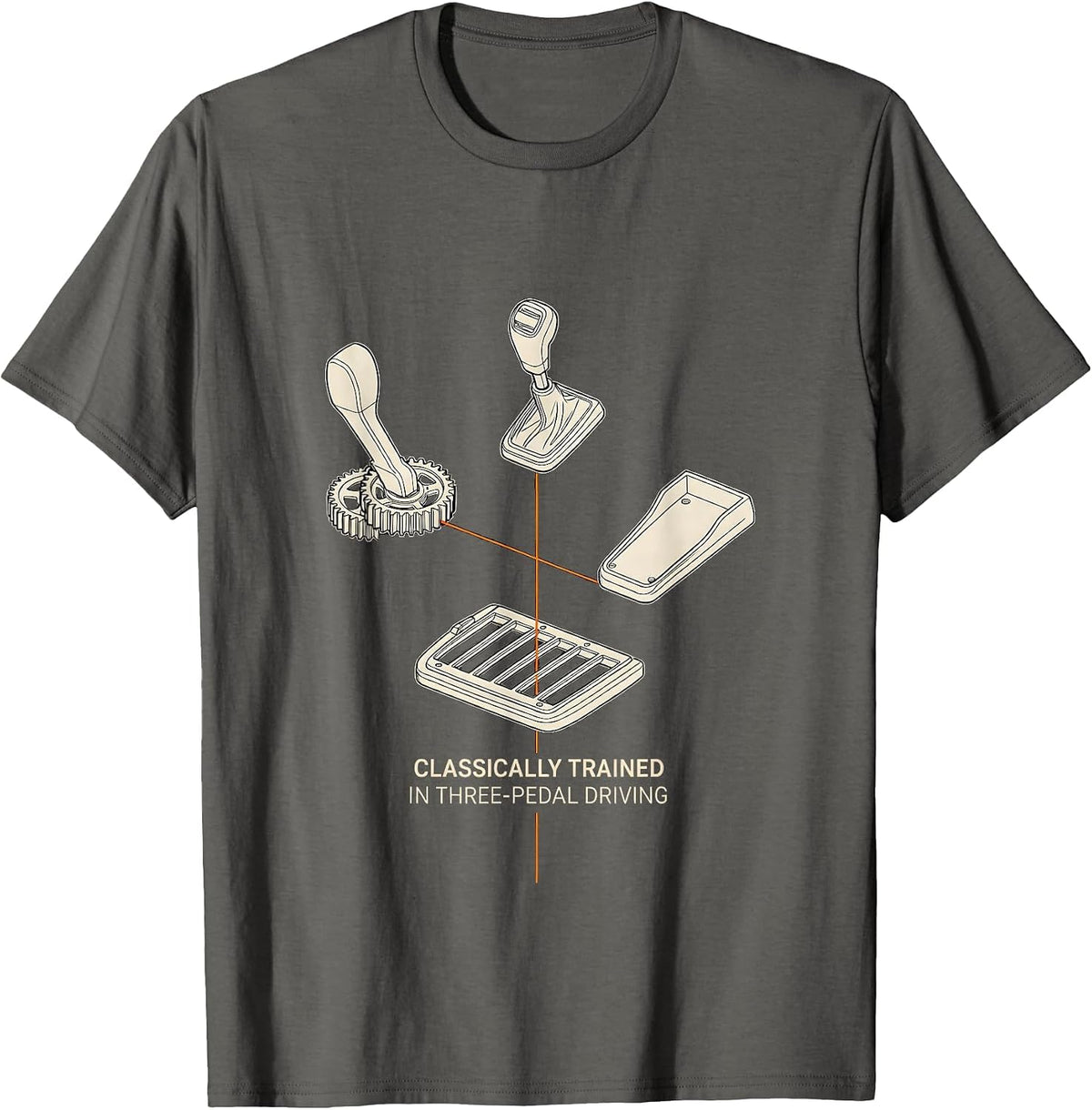 Classically Trained In Three-Pedal Driving Car Guy T-Shirt - Asphalt Grey
