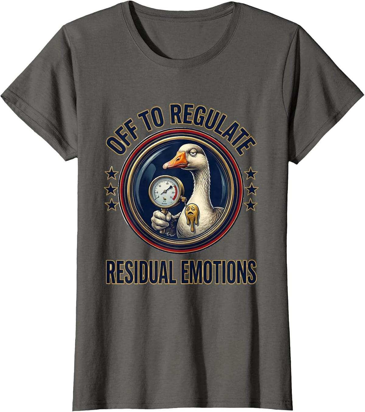 Women's Off to Regulate Residual Emotions Dark Humor Mental Health T-Shirt - Asphalt Grey