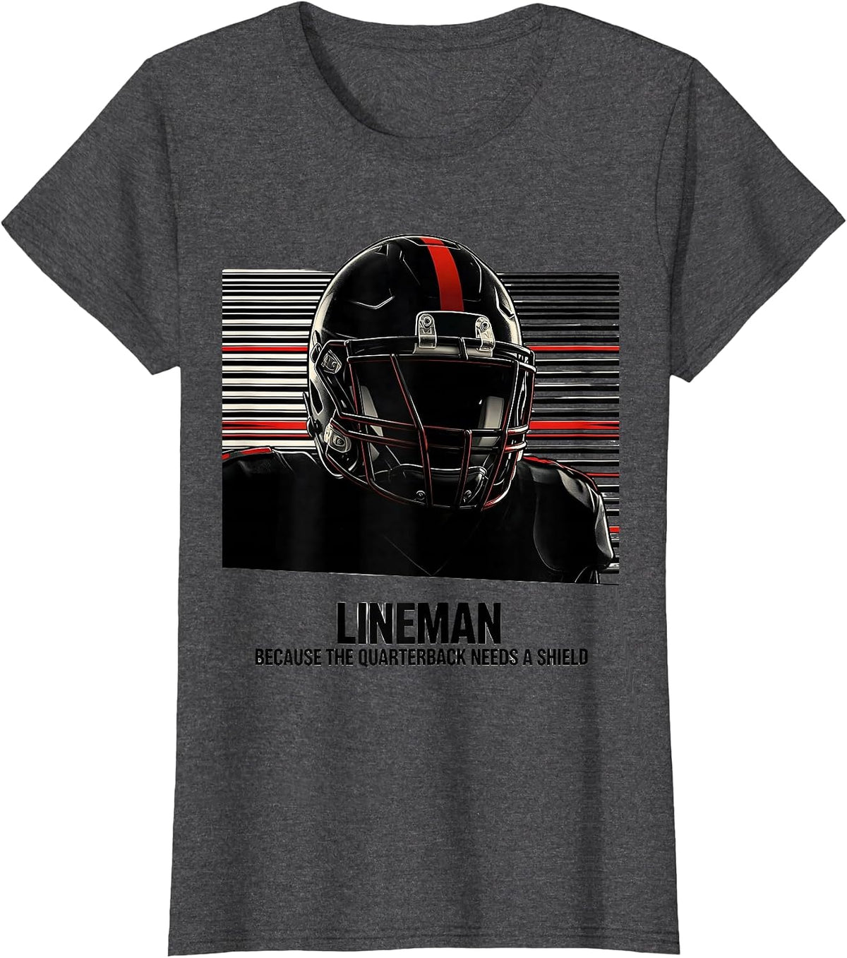 Women's Lineman Because The Quarterback Needs A Shield Funny T-Shirt - Dark Heather Grey