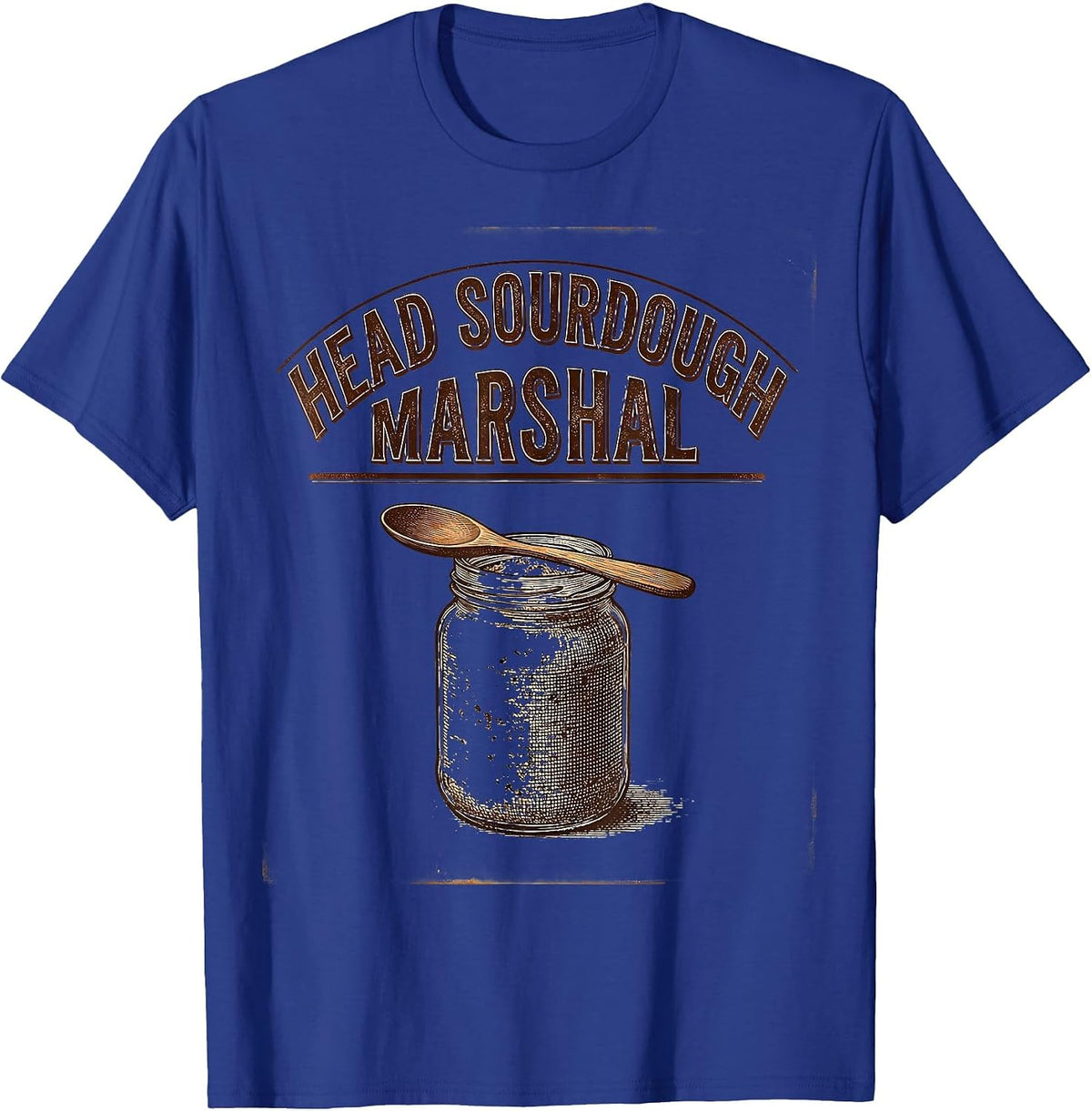 Men's Head Sourdough Marshal Vintage Baker Bread-Pun Humor T-Shirt - Royal Blue