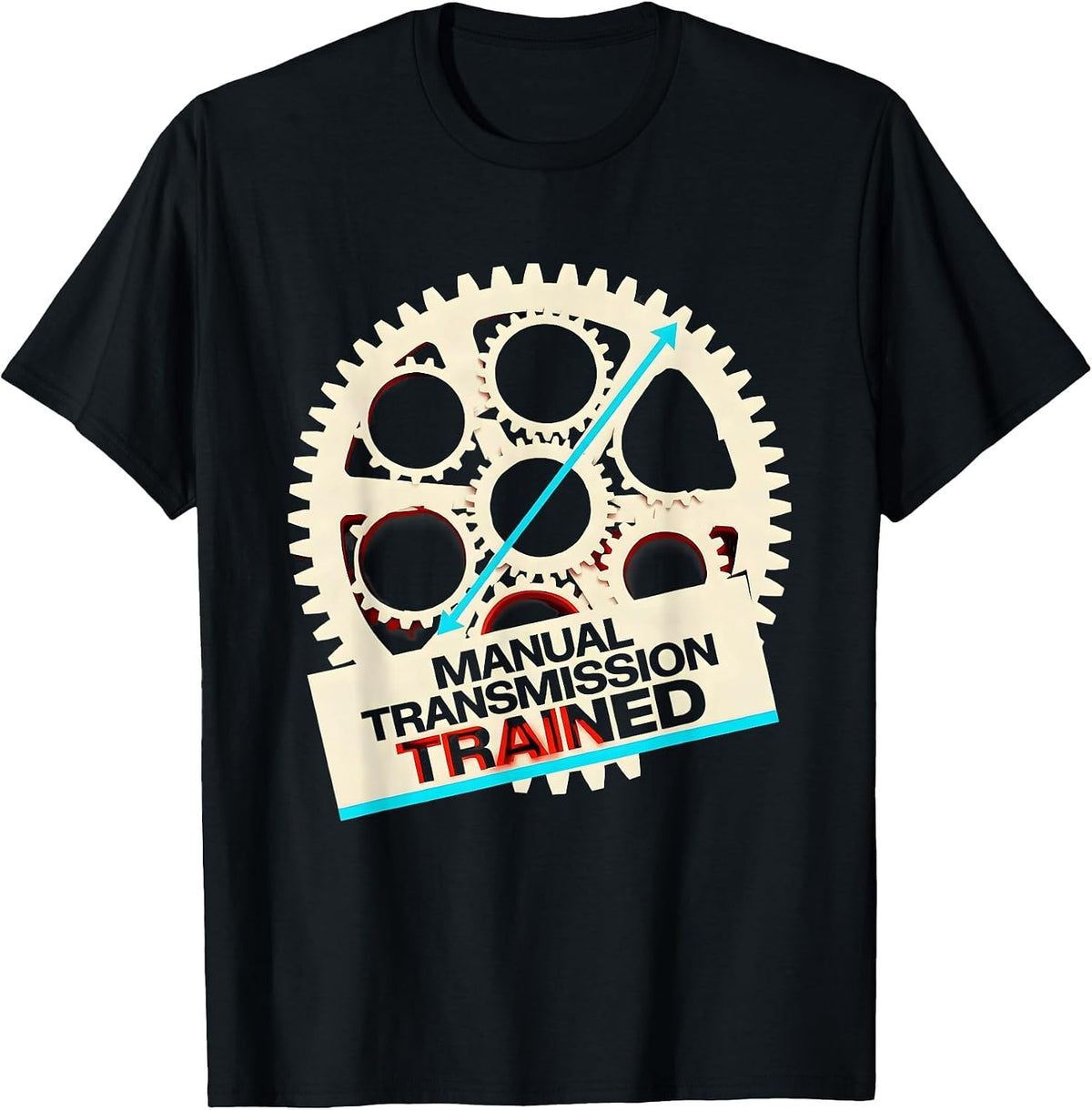 Men's Manual Transmission Trained New Wave Manual Car Gear Stick T-Shirt - Black