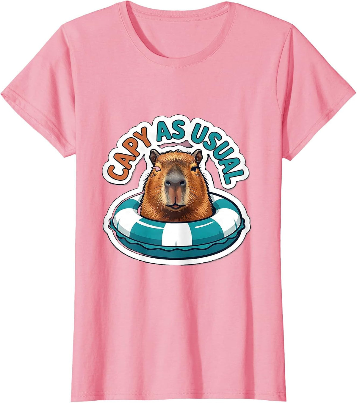 Women's Capy As Usual Funny Capybara Meme Gamer Humor T-Shirt - Pink