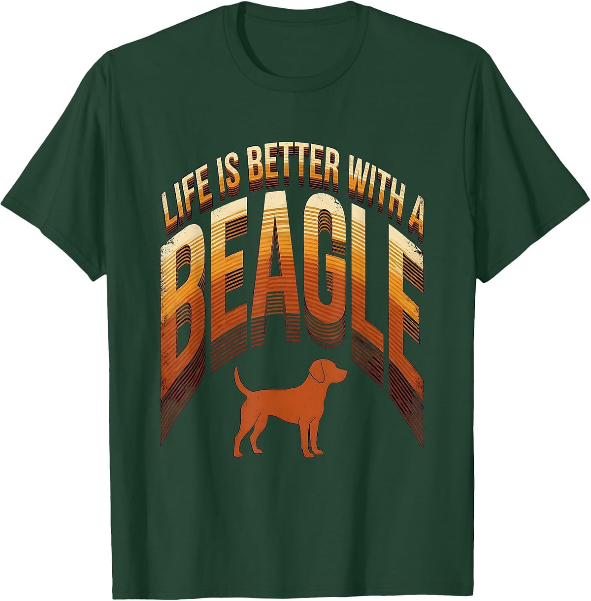 Life Is Better With A Beagle Vintage Retro Dog Lover T-Shirt - Dark Green