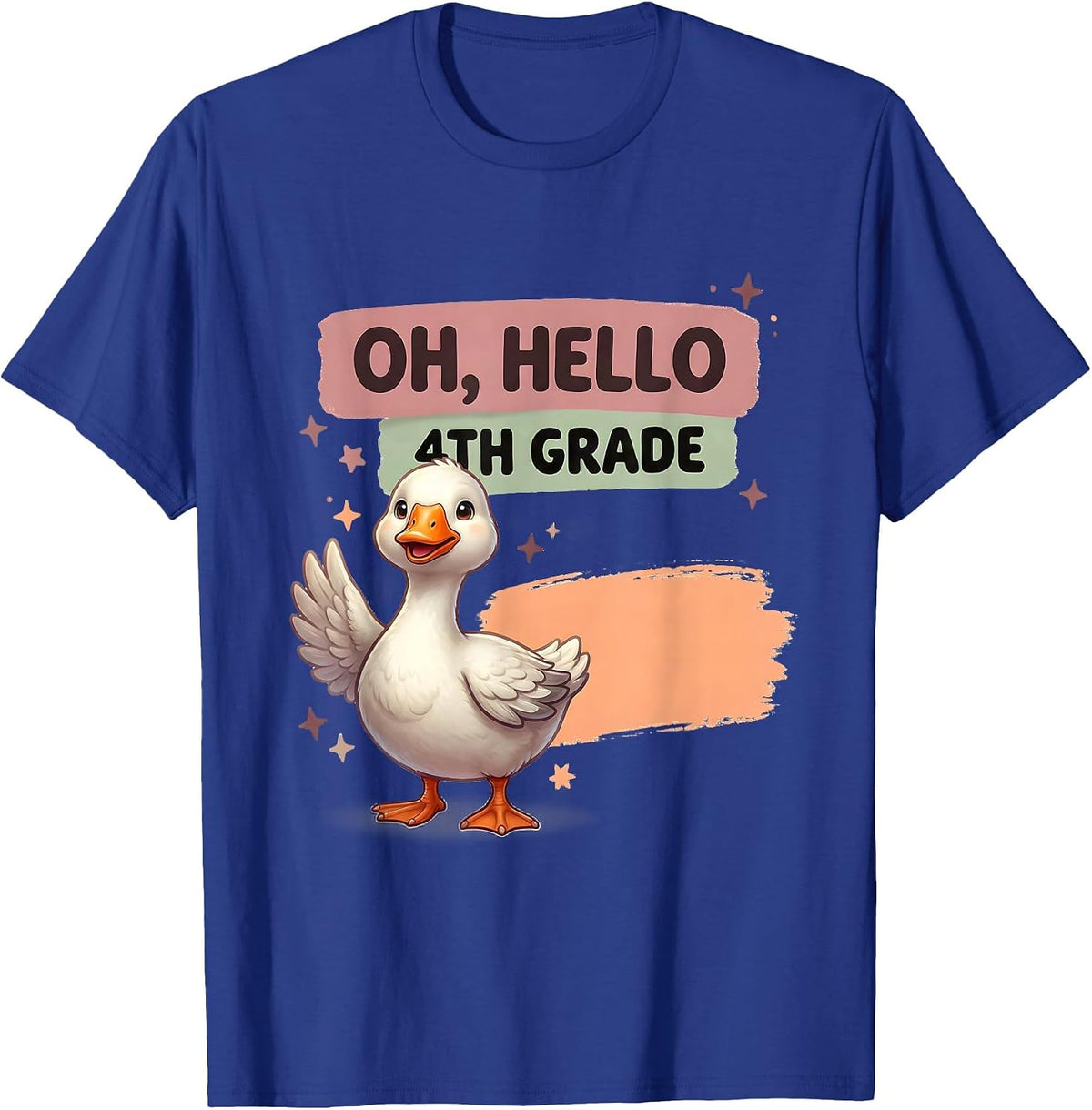 Men's Oh Hello 4th Grade Cute Goose Teacher Back To School T-Shirt - Royal Blue