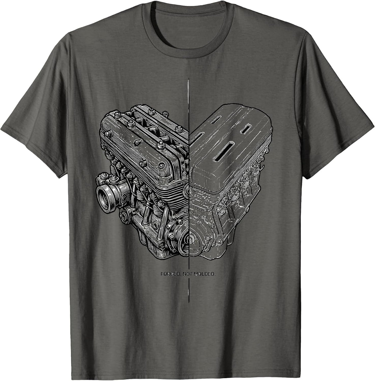 Forged Not Molded Vintage Classic Muscle Car Enthusiast T-Shirt - Asphalt Grey