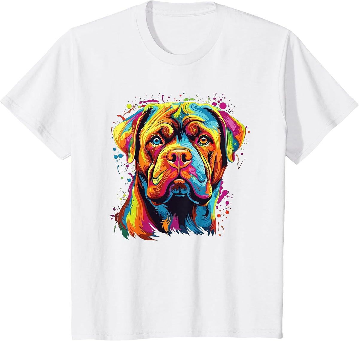 Watercolor Colorful Dogue De Bordeaux Dogs T-Shirt - White