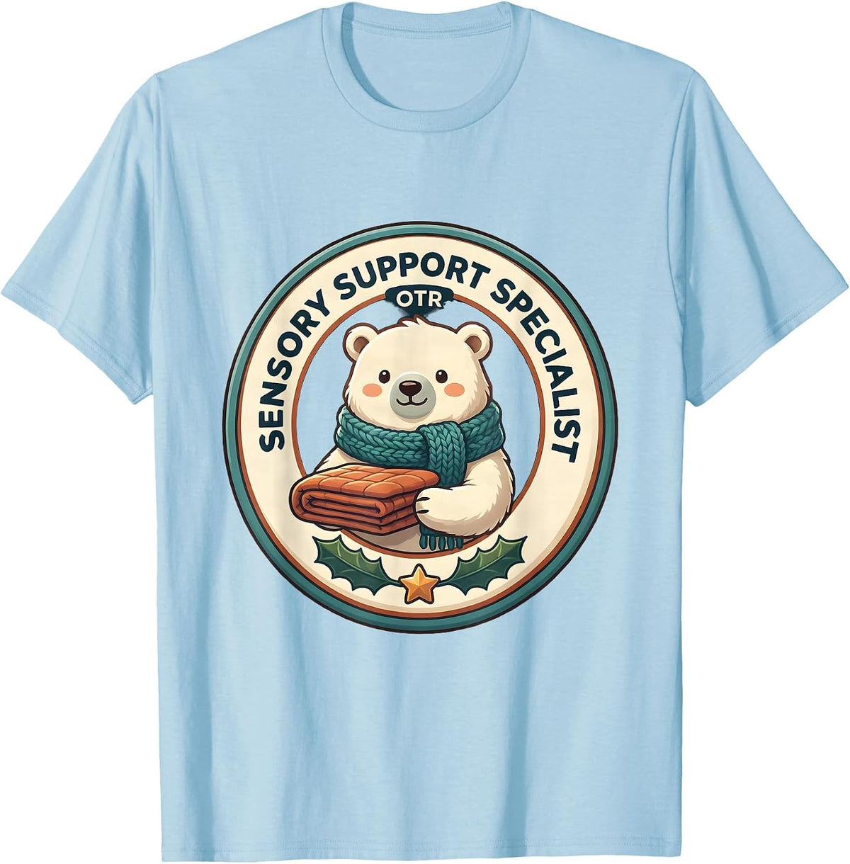 Men's Sensory Support Specialist, OTR Cute Kawaii Occupational T-Shirt - Baby Blue