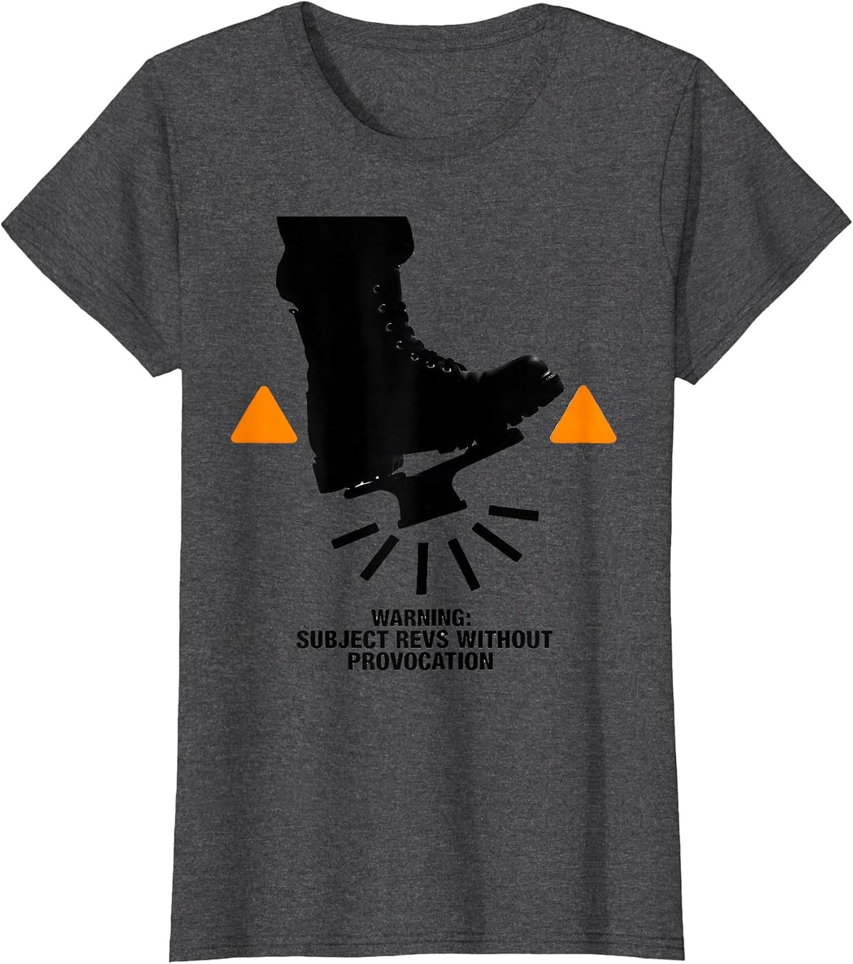 Women's Warning: Subject Revs Without Provocation Funny Car Guy T-Shirt - Dark Heather Grey