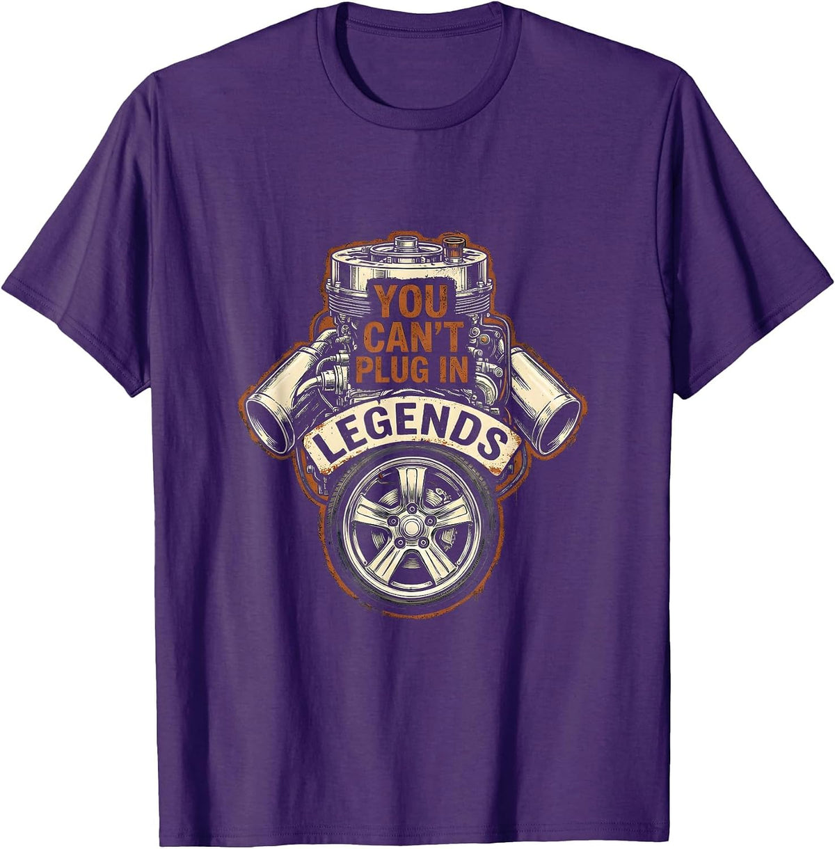 Men's You Can't Plug In Legends Funny Classic Car Guy Grandpa T-Shirt - Purple