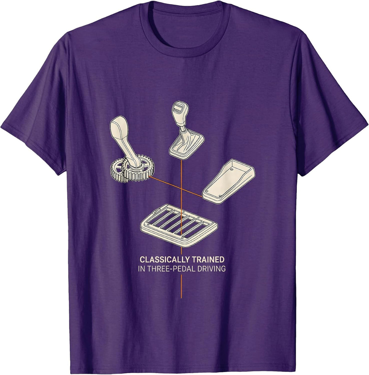 Classically Trained In Three-Pedal Driving Car Guy T-Shirt - Purple