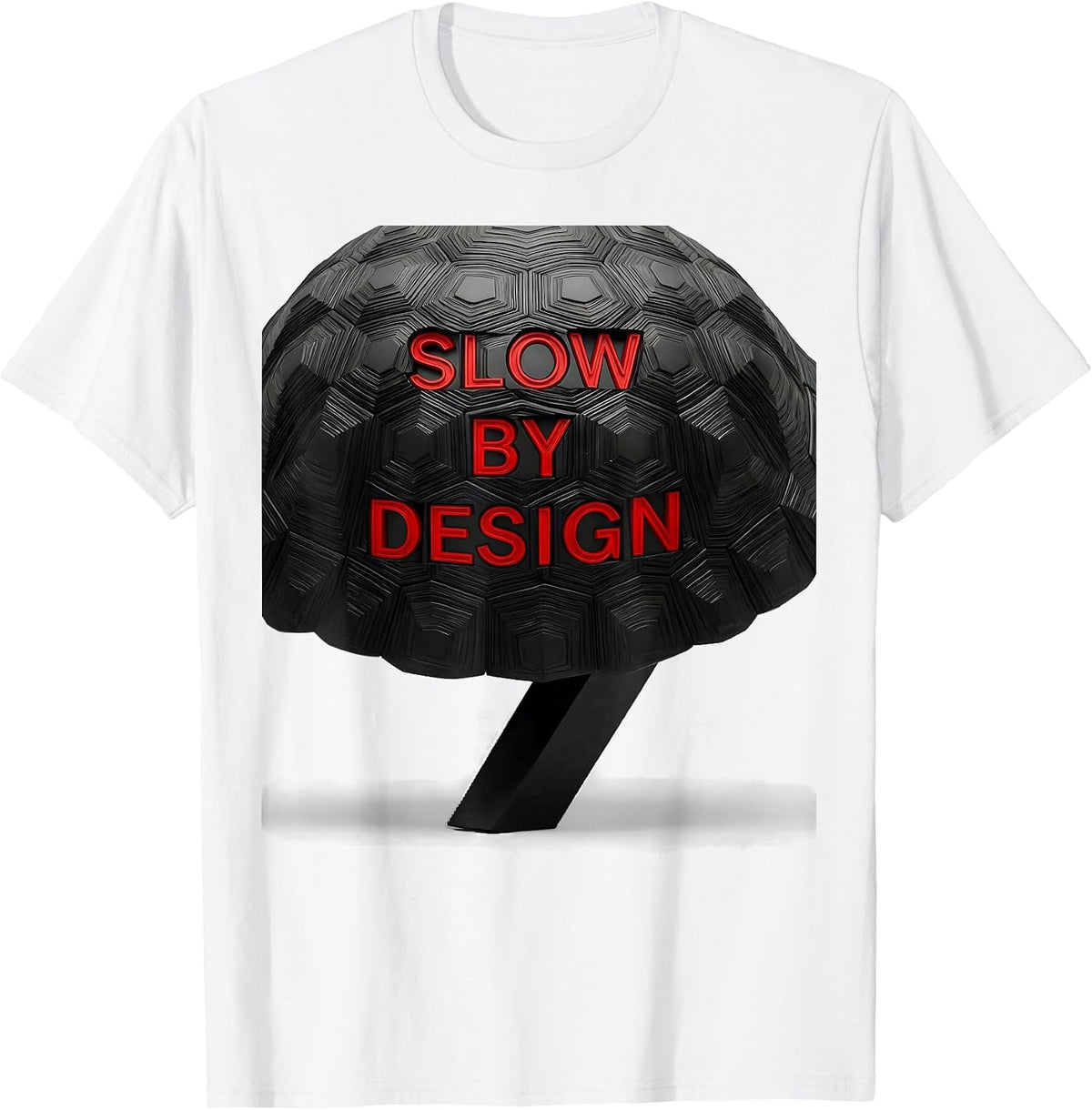 Men's Slow By Design Geometric Tortoise Lover Pet Owner Humor T-Shirt - White