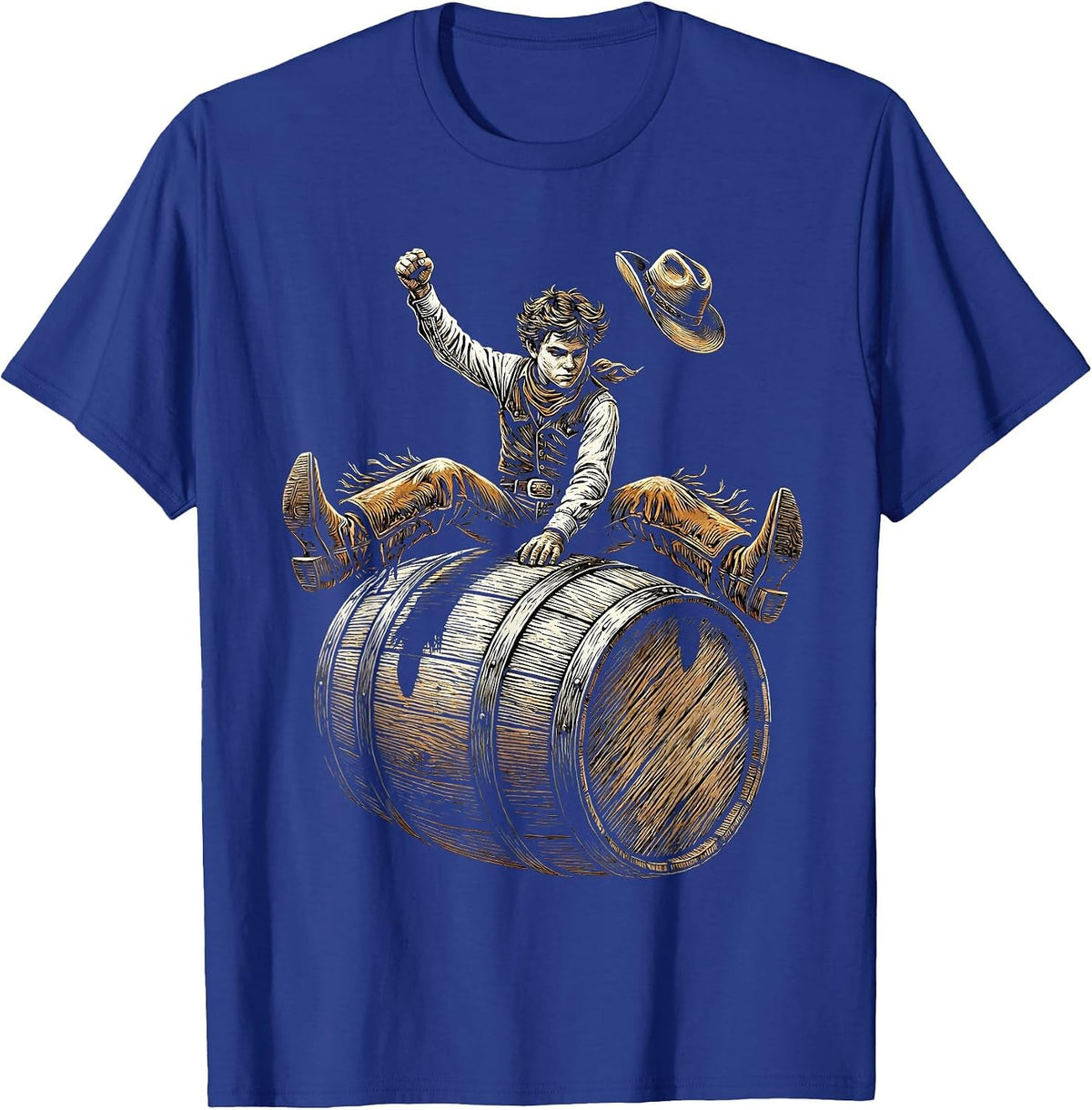 Men's Young Cowboy Barrel Racing Rodeo Graphic T-Shirt - Royal Blue