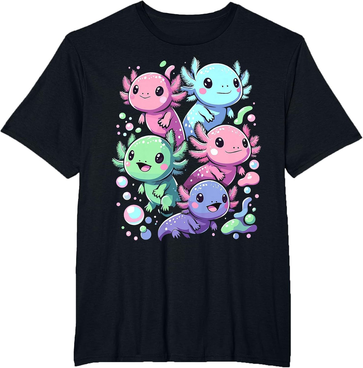 Axolotl Kawaii Cute Axolotl Animals T-Shirt - Black